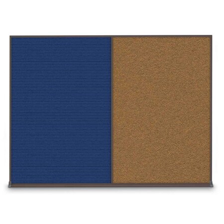 United Visual Products Triple Door Radius Corkboard, 72"X36", B UV8005-BLACK-CINNABA
